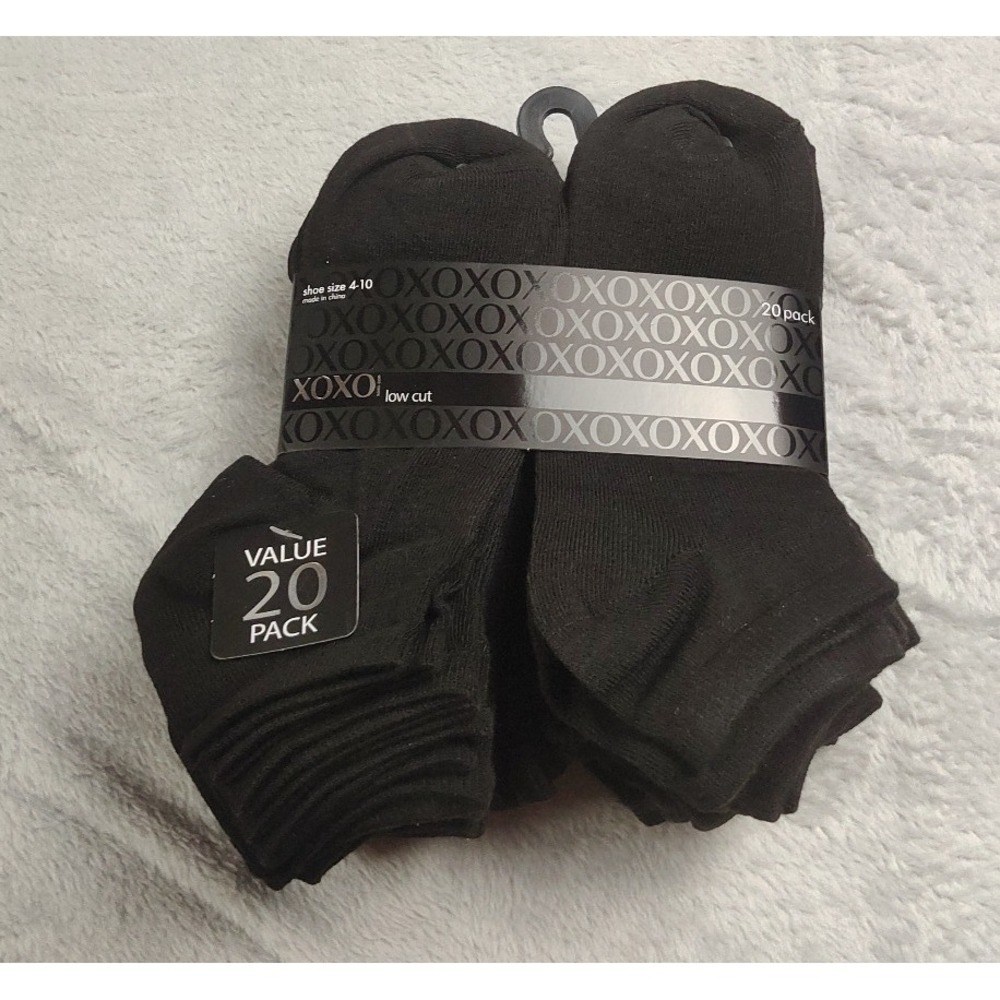 XOXO  Socks Womens Sizes 4 - 10 Black 20 Pairs Low Cut Black Socks